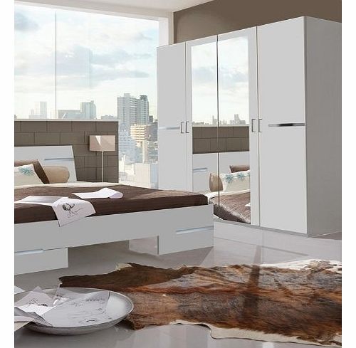 BAVARI Bedroom Furniture 4 Door Wardrobe in WHITE Colour [Includes Full Assembly Service]